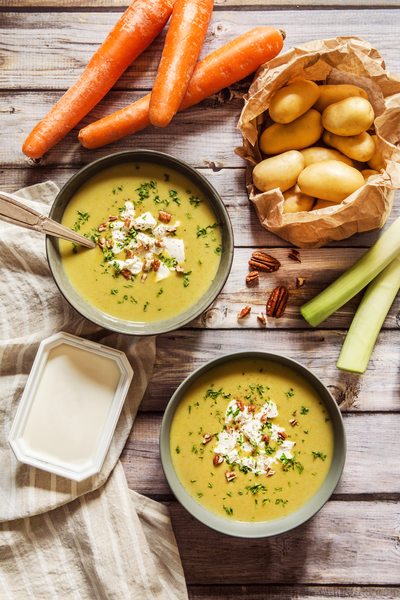 Soupe carotte pomme de terre champignon sale