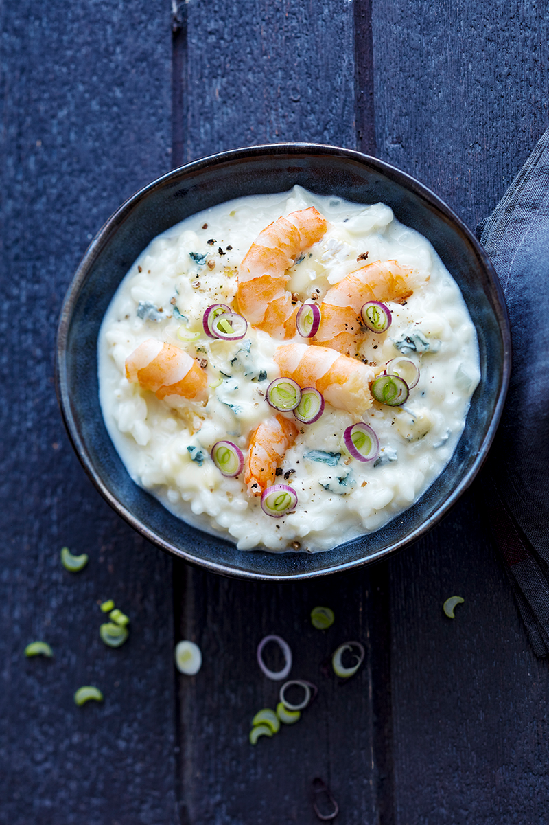 Risotto aux crevettes et au bleu