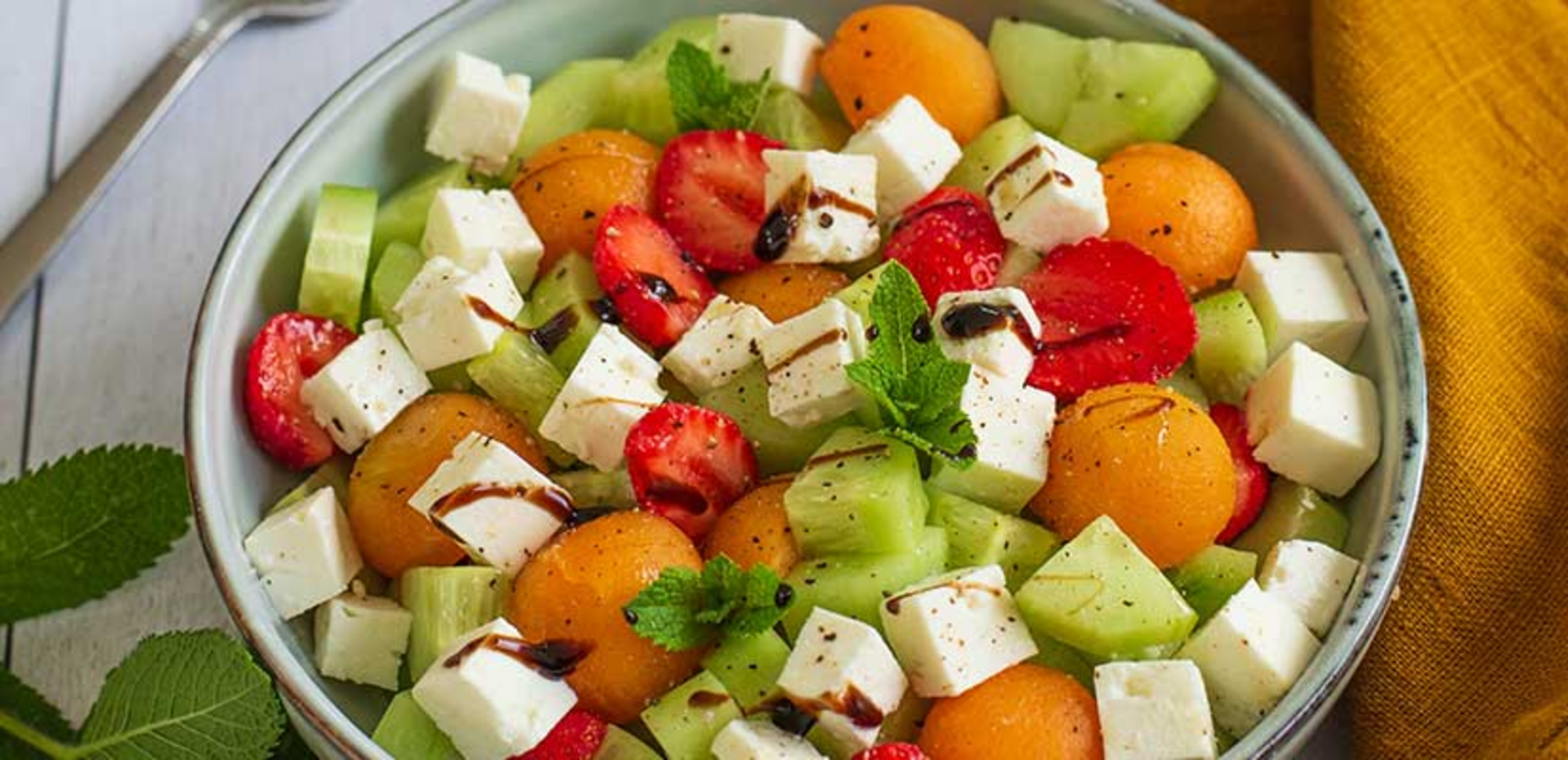 Salade melon, concombre et feta