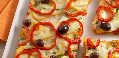Tarte aux tomates, poivrons et fromage