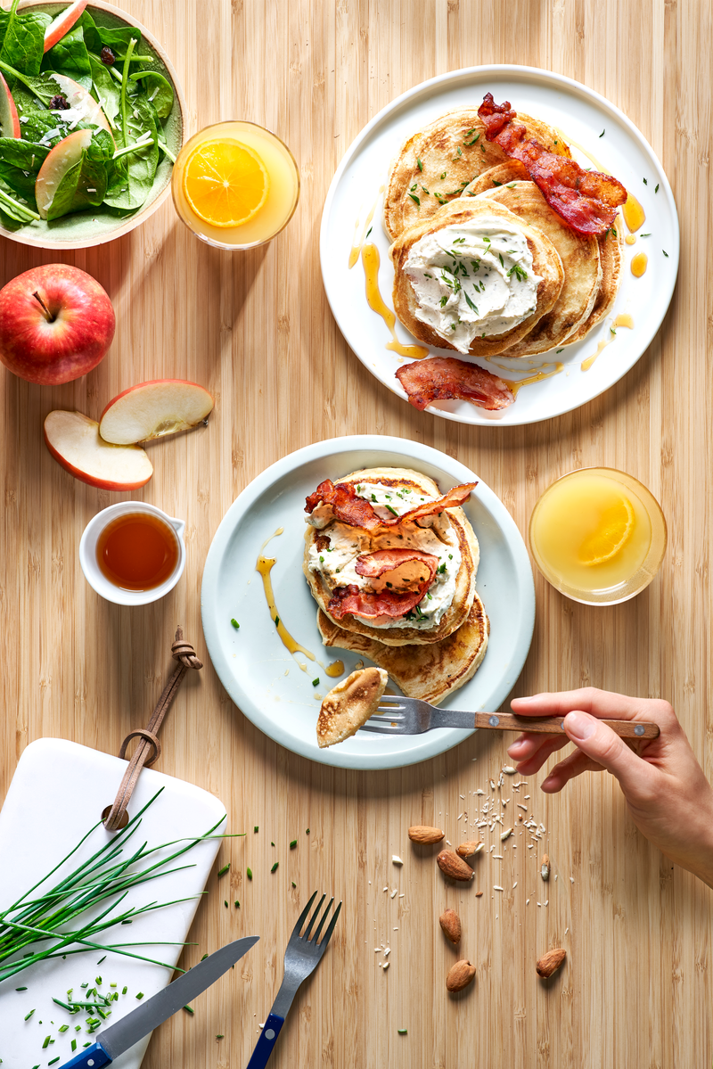 Pancakes maison sucrés salés au fromage frais