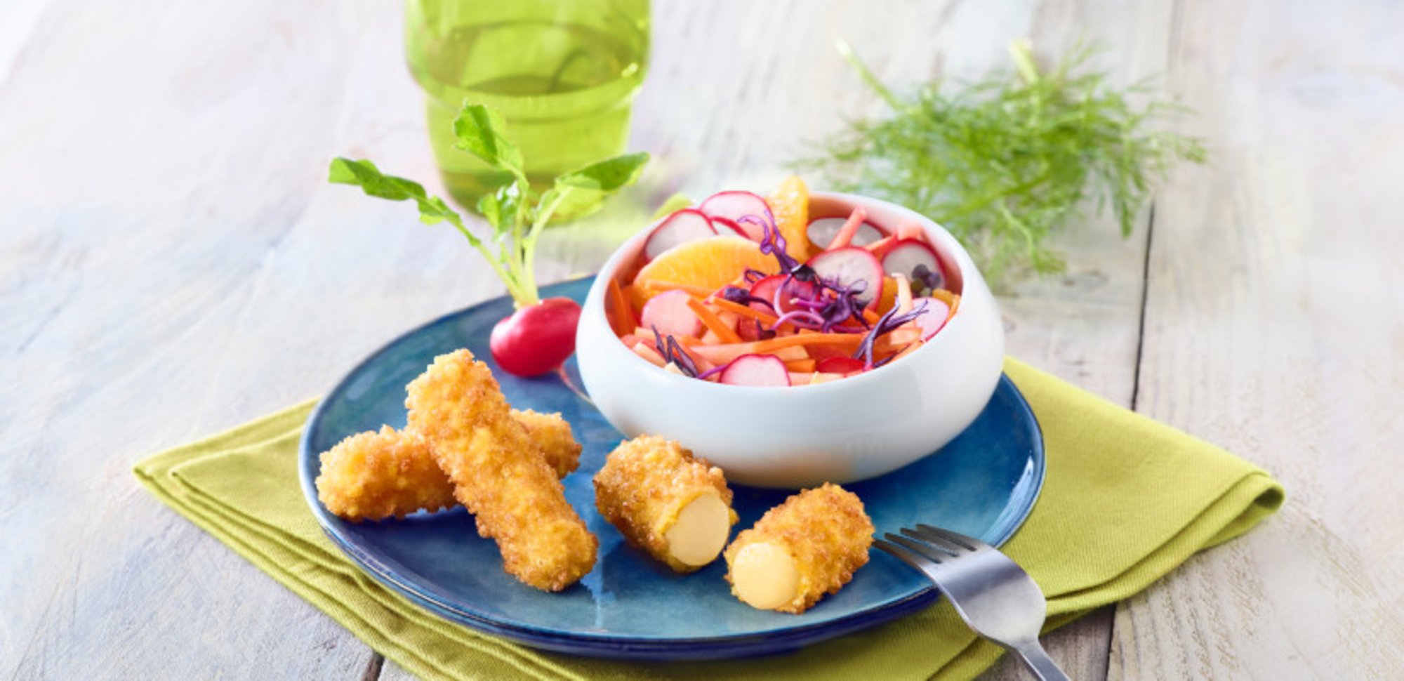 Salade et fromage pané