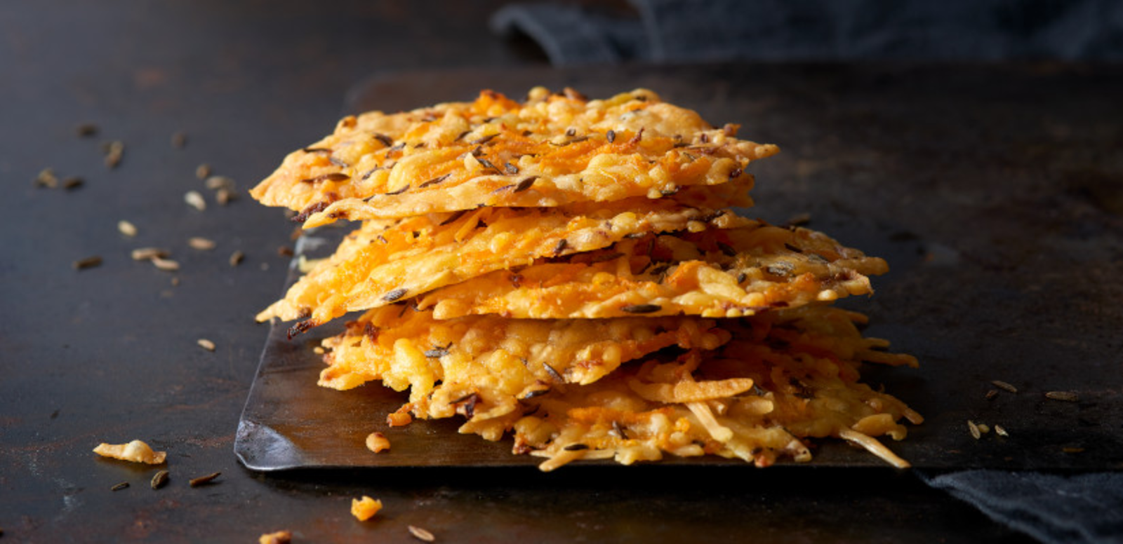 Tuiles de Gouda, carottes et cumin