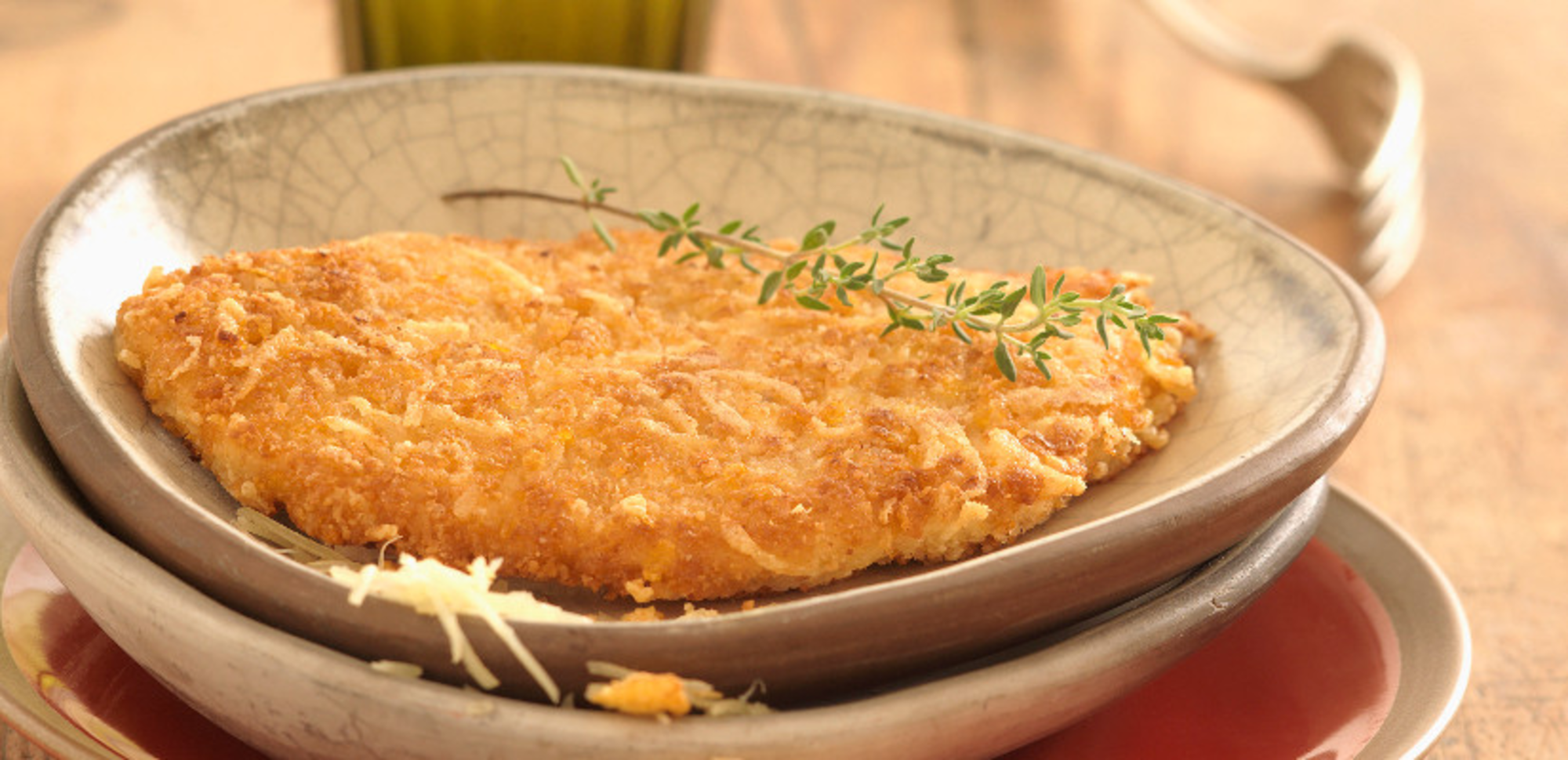 L’escalope de poulet panée au fromage