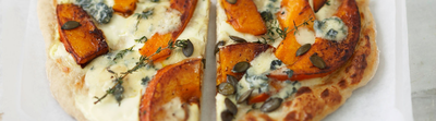 Tarte flambée au potimarron et fromage bleu