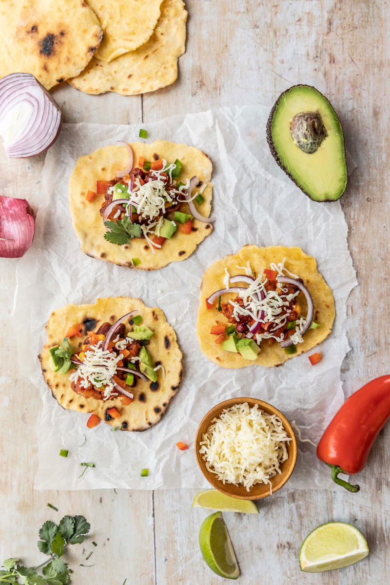 Mini tortillas végétariennes et fromage de brebis