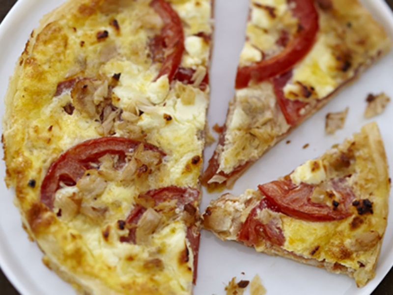 Quiche tomate, thon et fromage frais