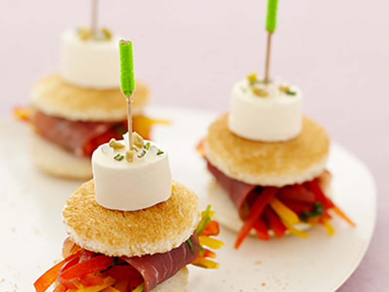 Bouchées apéritives aux légumes et fromage frais