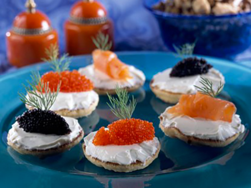 Mini blinis de la mer au fromage frais