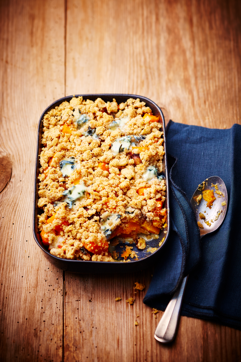 Crumble de potimarron au fromage bleu