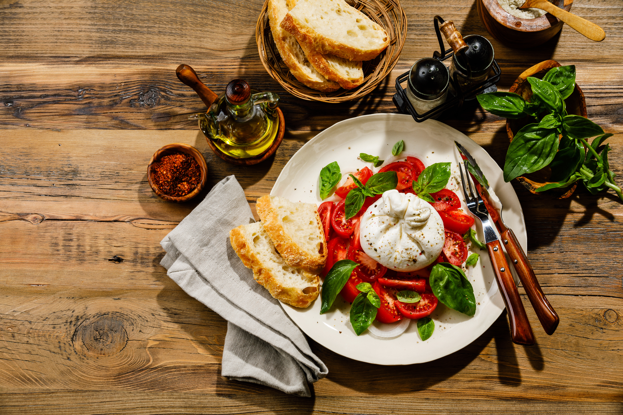 Tomates, basilic et Burrata