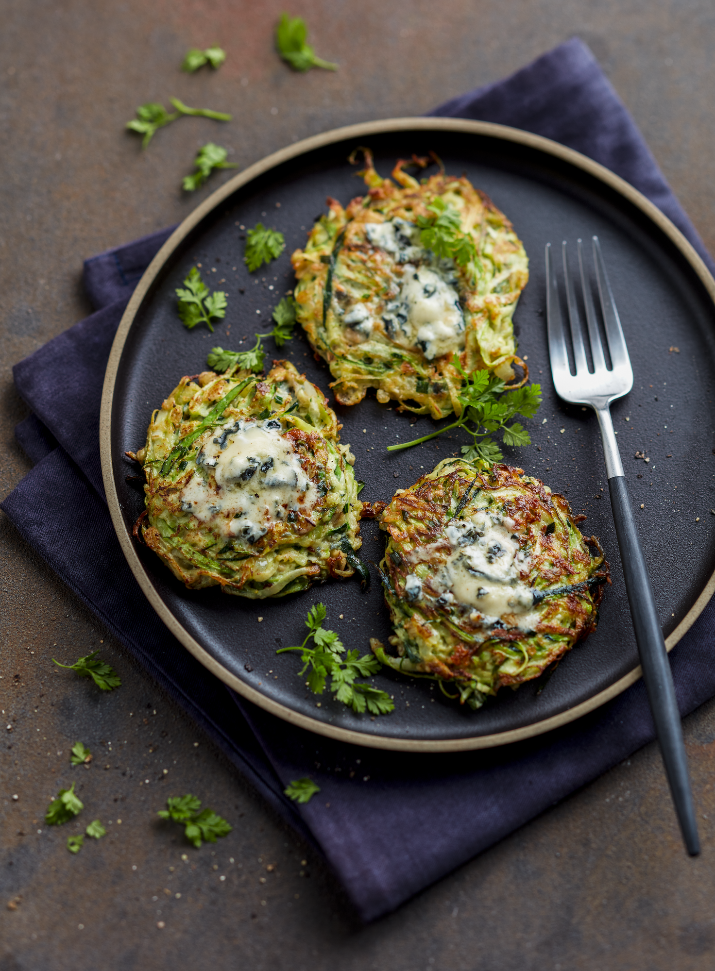 Galettes de courgettes au fromage bleu