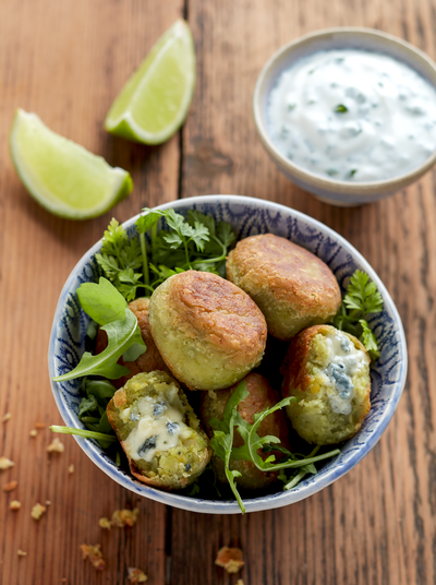 Falafels de pois chiches et brocolis au fromage bleu