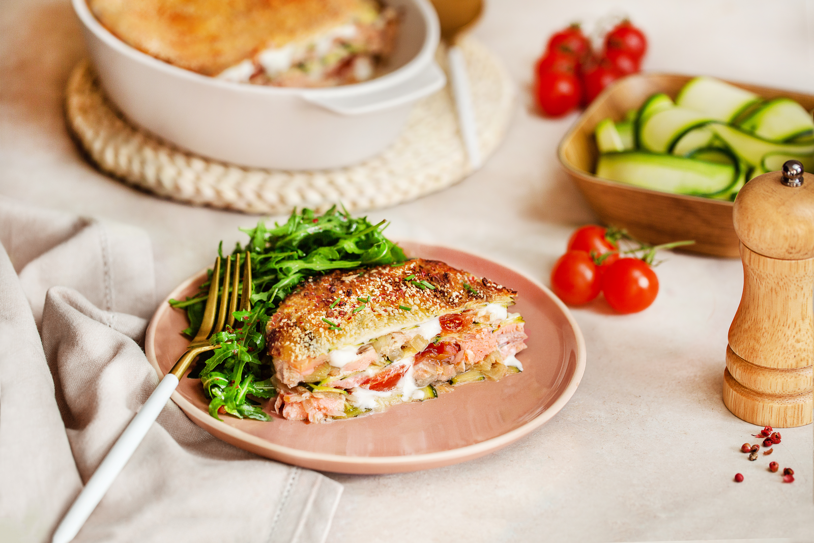 Lasagne de courgettes au saumon - Paysage