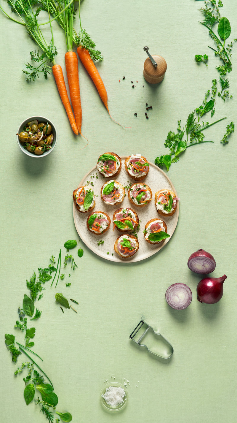 Blinis aux pickles de légumes et tartinade végétale