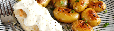 Blanc de poulet, sauce citron et chèvre frais