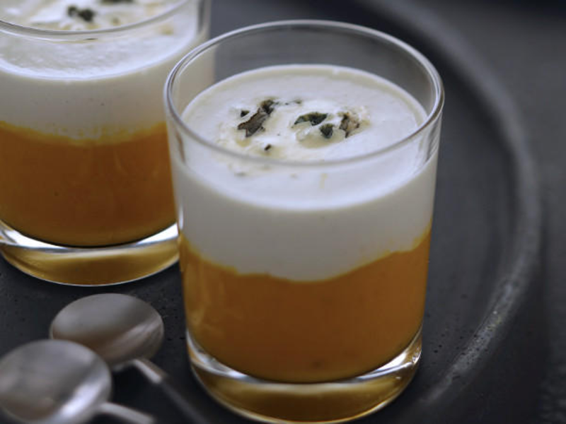 Verrine au potiron et à la crème de bleu