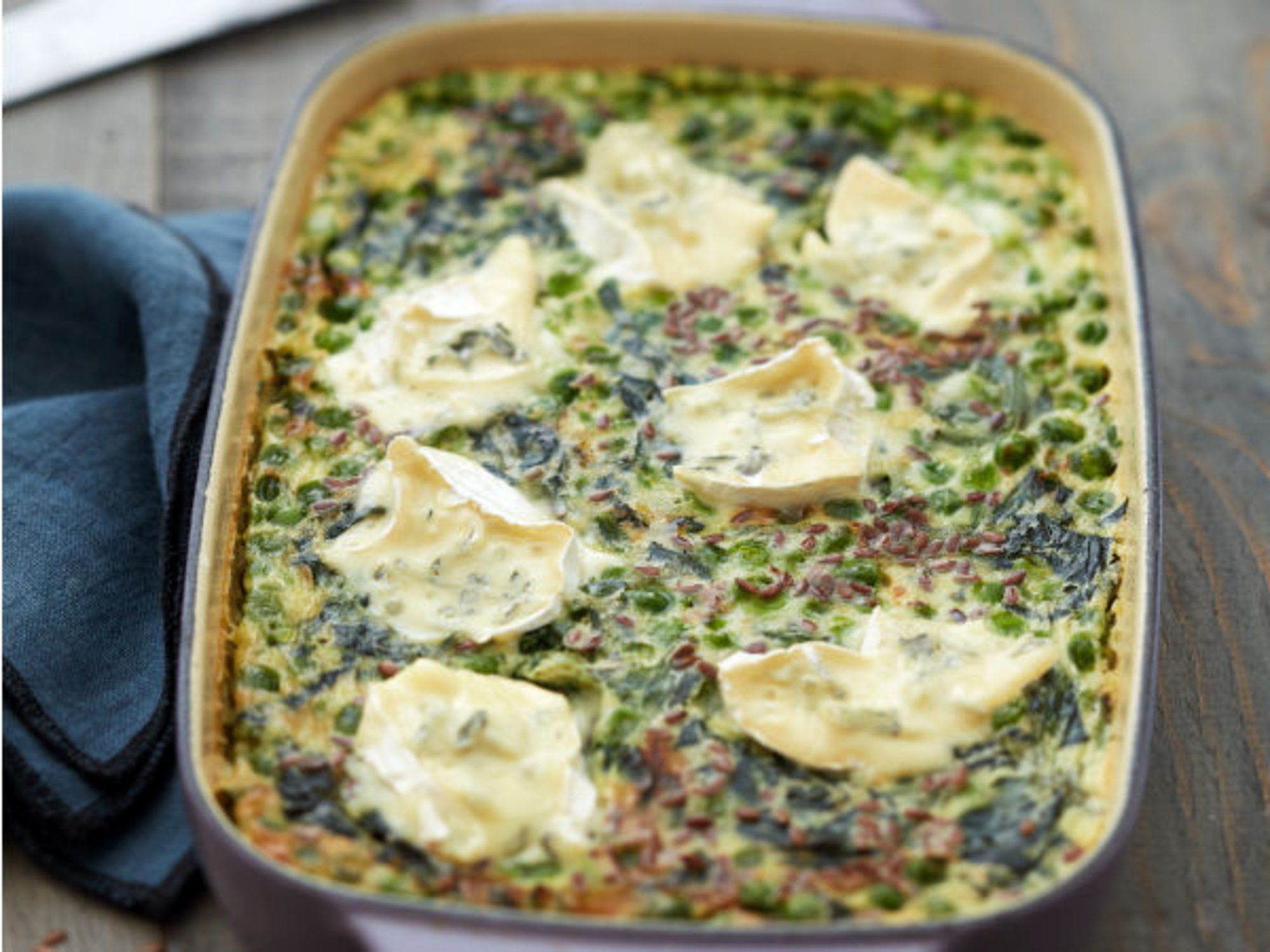 Clafoutis aux petits pois et fromage bleu