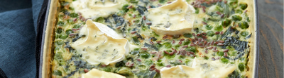 Clafoutis aux petits pois et fromage bleu