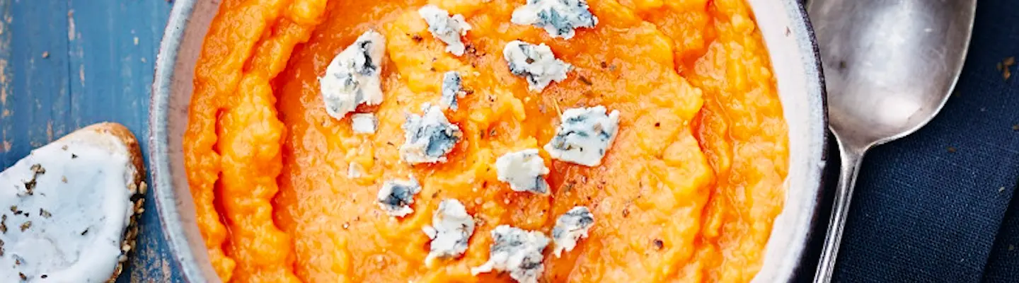Purée de carottes au fromage bleu