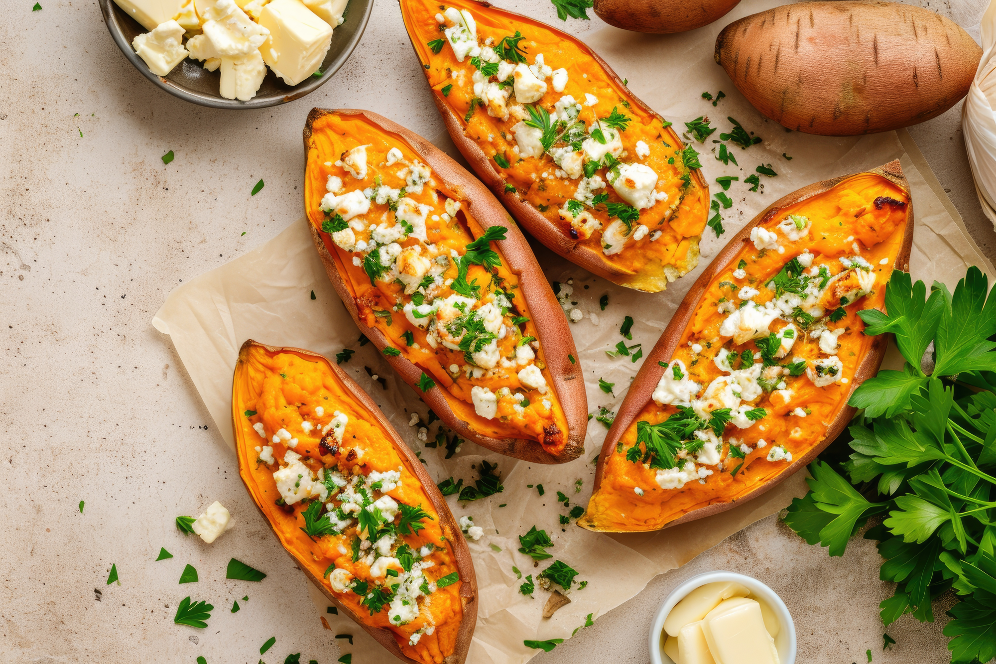 Patate douce farcie à la feta