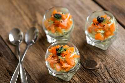 Verrine saumon, avocat et fromage frais