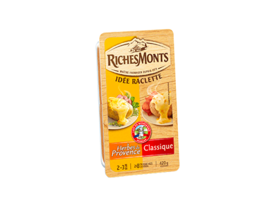 RICHES MONTS RACLETTE DUO CLASSIQUE & HERBES DE PROVENCE TRANCHETTES 420G