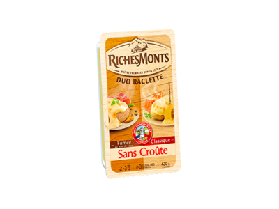 RICHES MONTS RACLETTE DUO SANS CROÛTE NATURE & FUMÉE TRANCHETTES 420G
