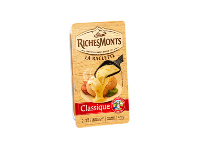 RICHES MONTS RACLETTE CLASSIQUE AU LAIT DE MONTAGNE TRANCHETTES 420G