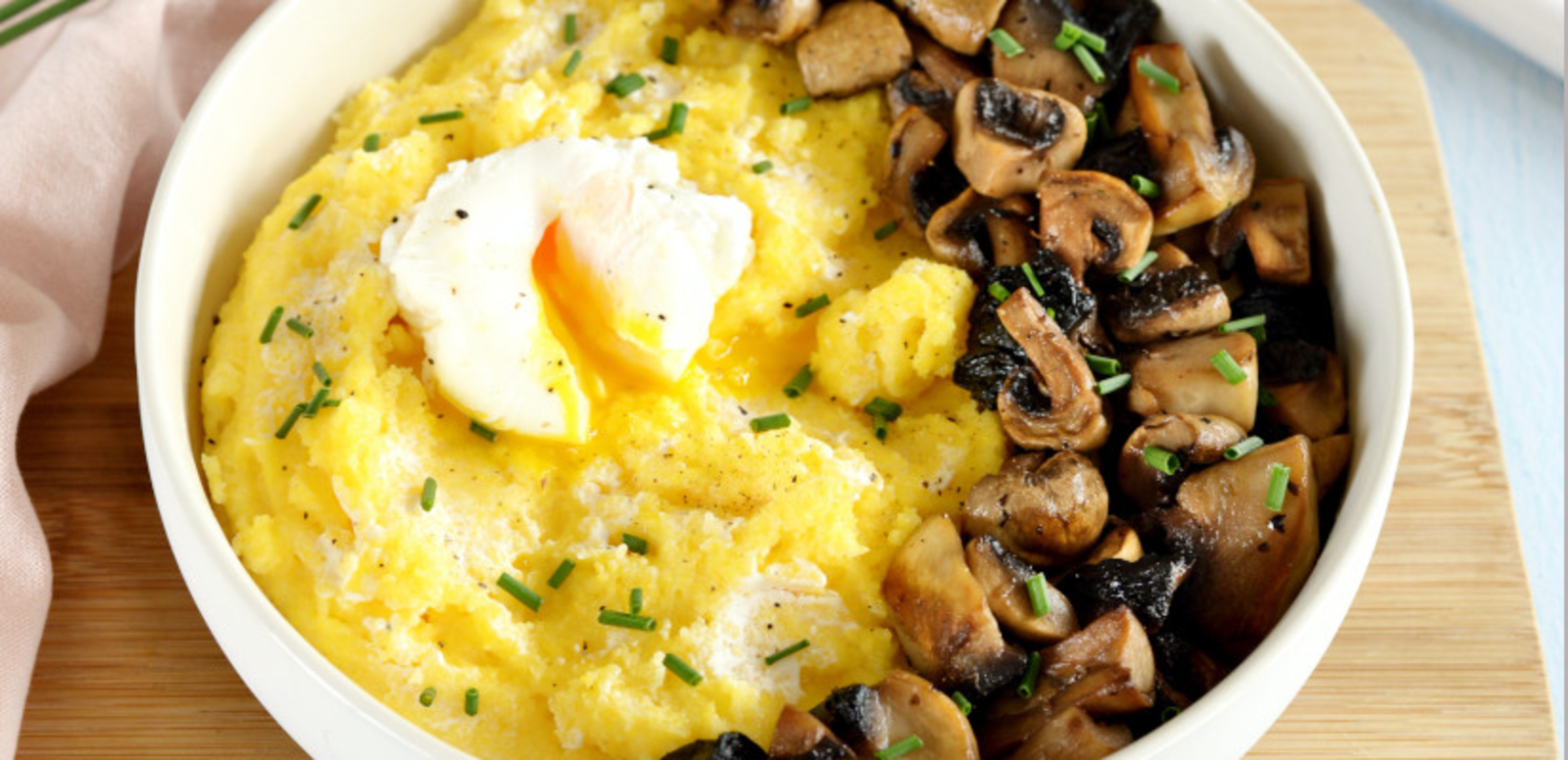 Polenta crémeuse aux champignons et Chavroux