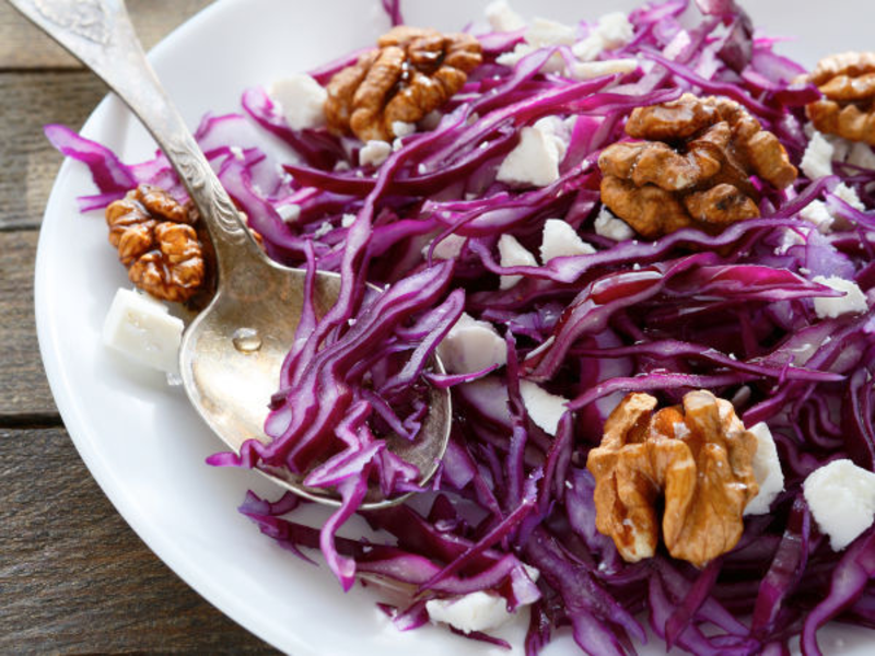 Salade de chou rouge au fromage de brebis