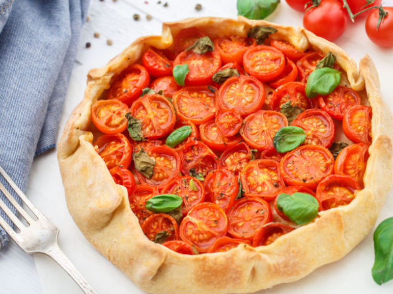 Tarte aux tomates cerise et fromage de brebis