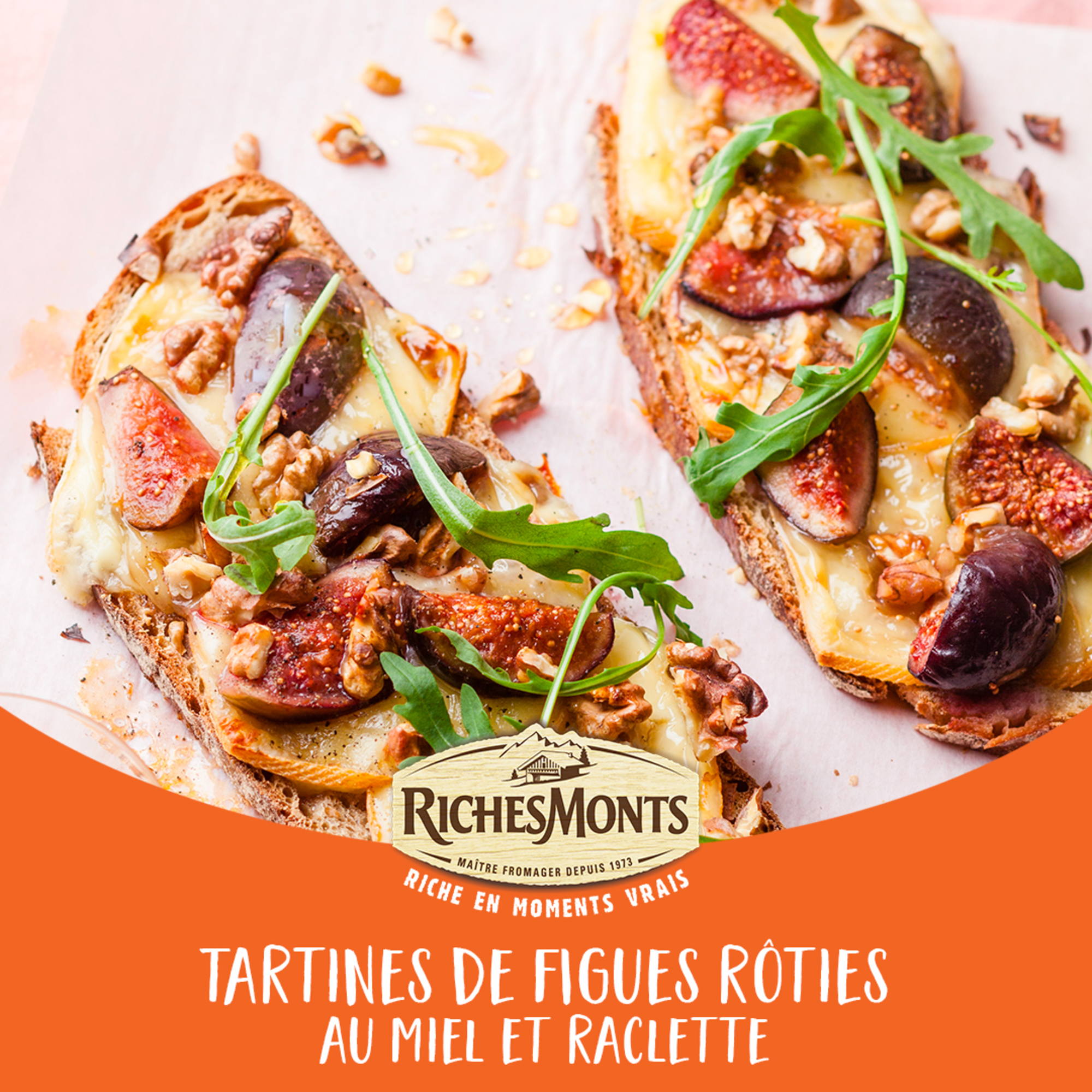 Tartine de figues rôties au miel et fromage à raclette