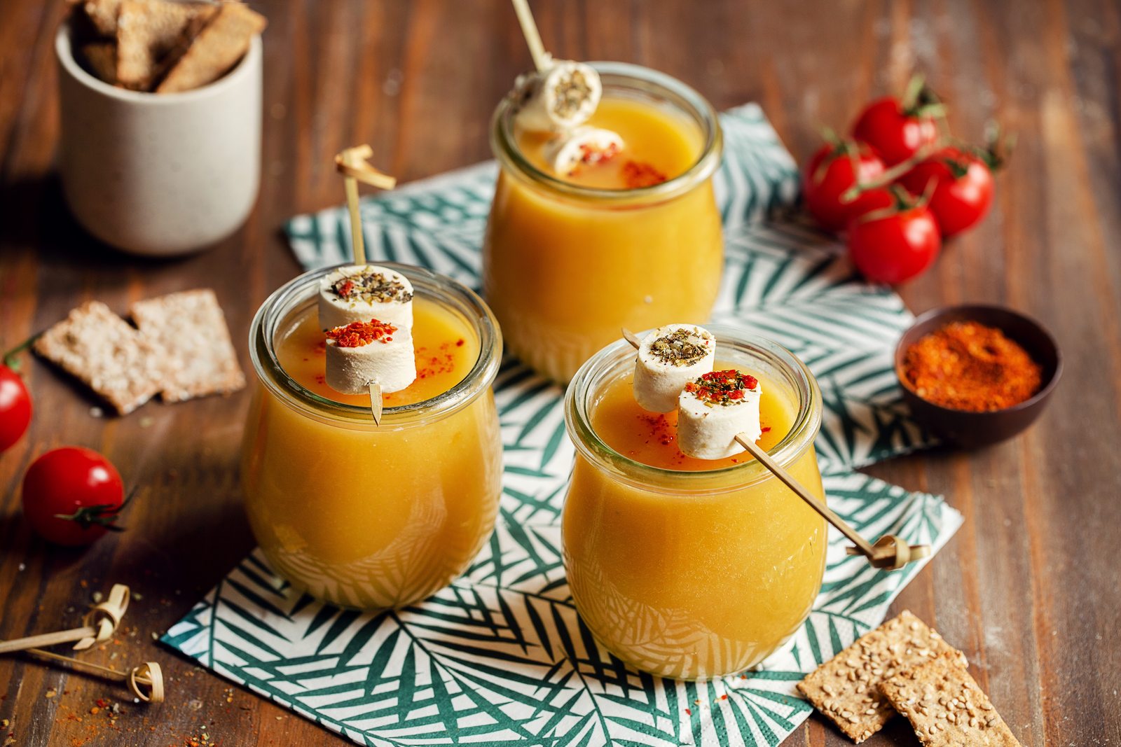 Gaspacho de melon et concombre avec bouchées Italie, sans pack