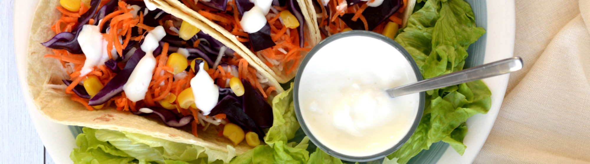 Tacos de crudités au chèvre frais