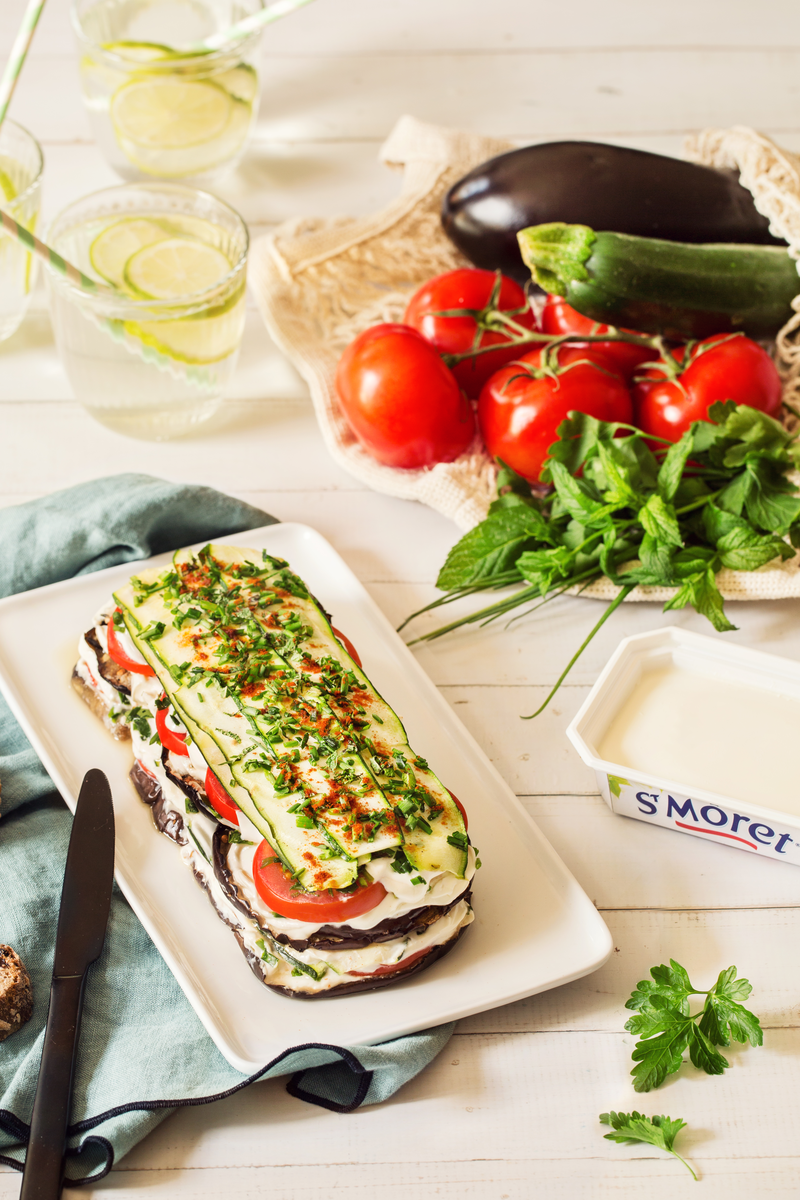 Millefeuille de légumes d'été au fromage frais