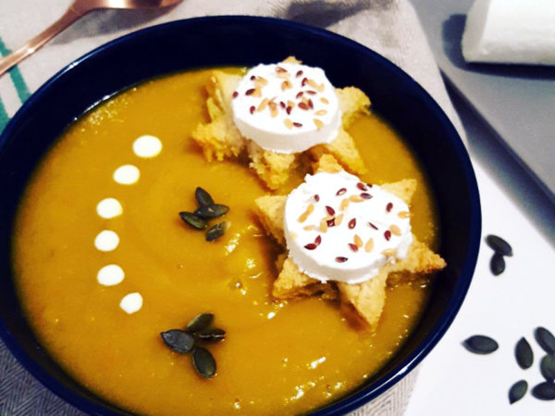 Soupe de potimarron au fromage de chèvre