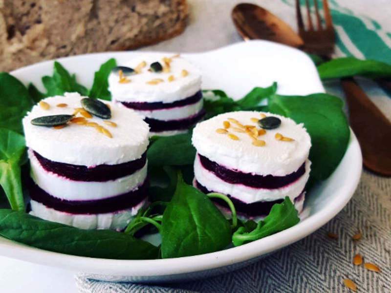 Millefeuille de betterave au fromage de chèvre