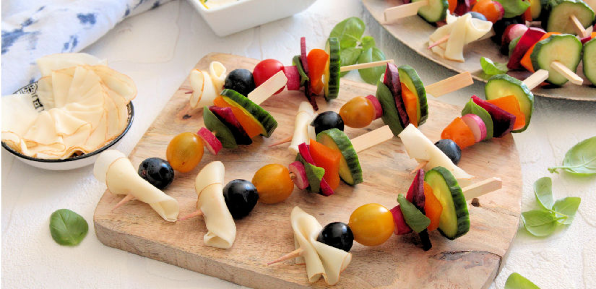 brochettes de crudités au fromage