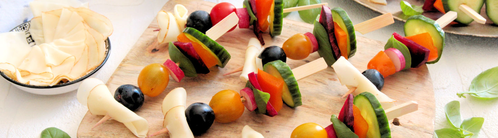 Brochettes de crudités au fromage