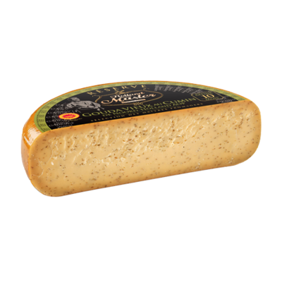 RESERVE HOLLAND MASTER GOUDA VIEUX CUMIN DE NOORD HOLLAND AOP COUPE 1/2 MEULE 35%MG 6KG