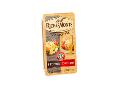 RICHES MONTS RACLETTE DUO CLASSIQUE & POIVRE TRANCHETTES 420G