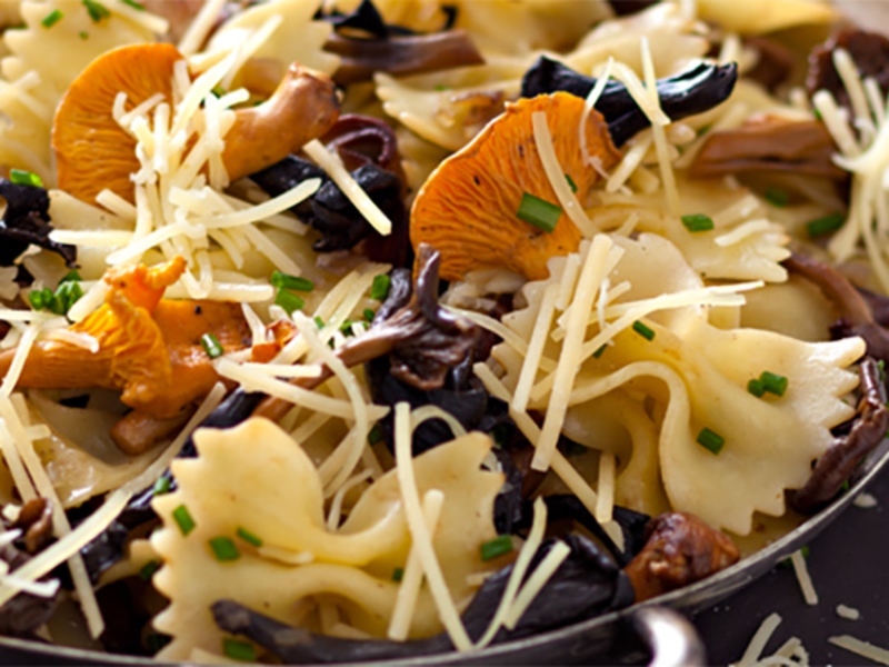 Farfalle aux champignons des bois et fromage italien