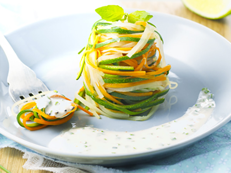 Tagliatelles de légumes au fromage frais