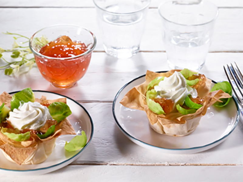 Tartelettes au chèvre frais et chou de Bruxelles