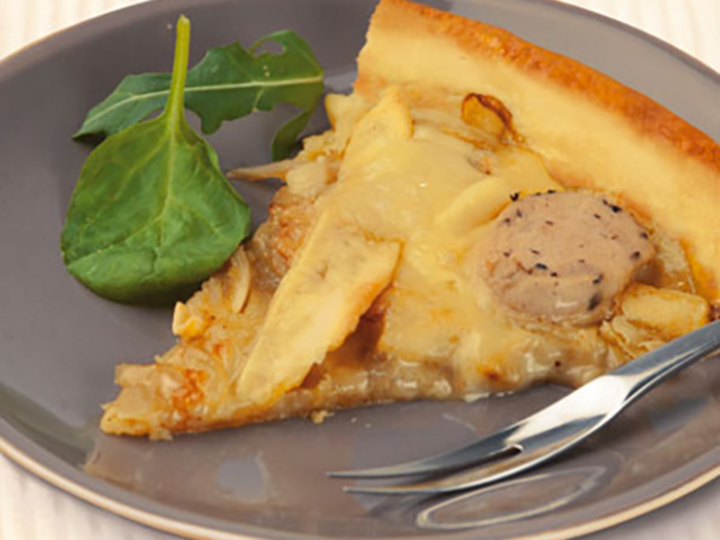 Tarte feuilletée au boudin blanc et fromage