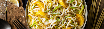 Linguine citron, courgette et crème de parmesan