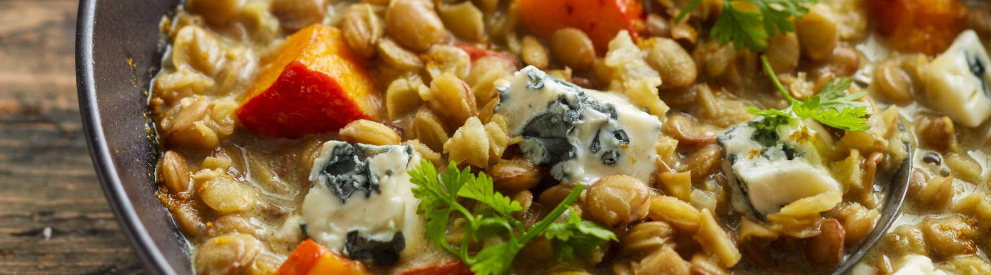 Dahl de lentilles au fromage bleu