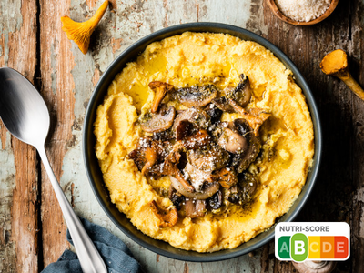 Polenta crémeuse aux champignons et au pesto