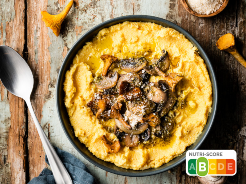 Polenta crémeuse aux champignons et au pesto